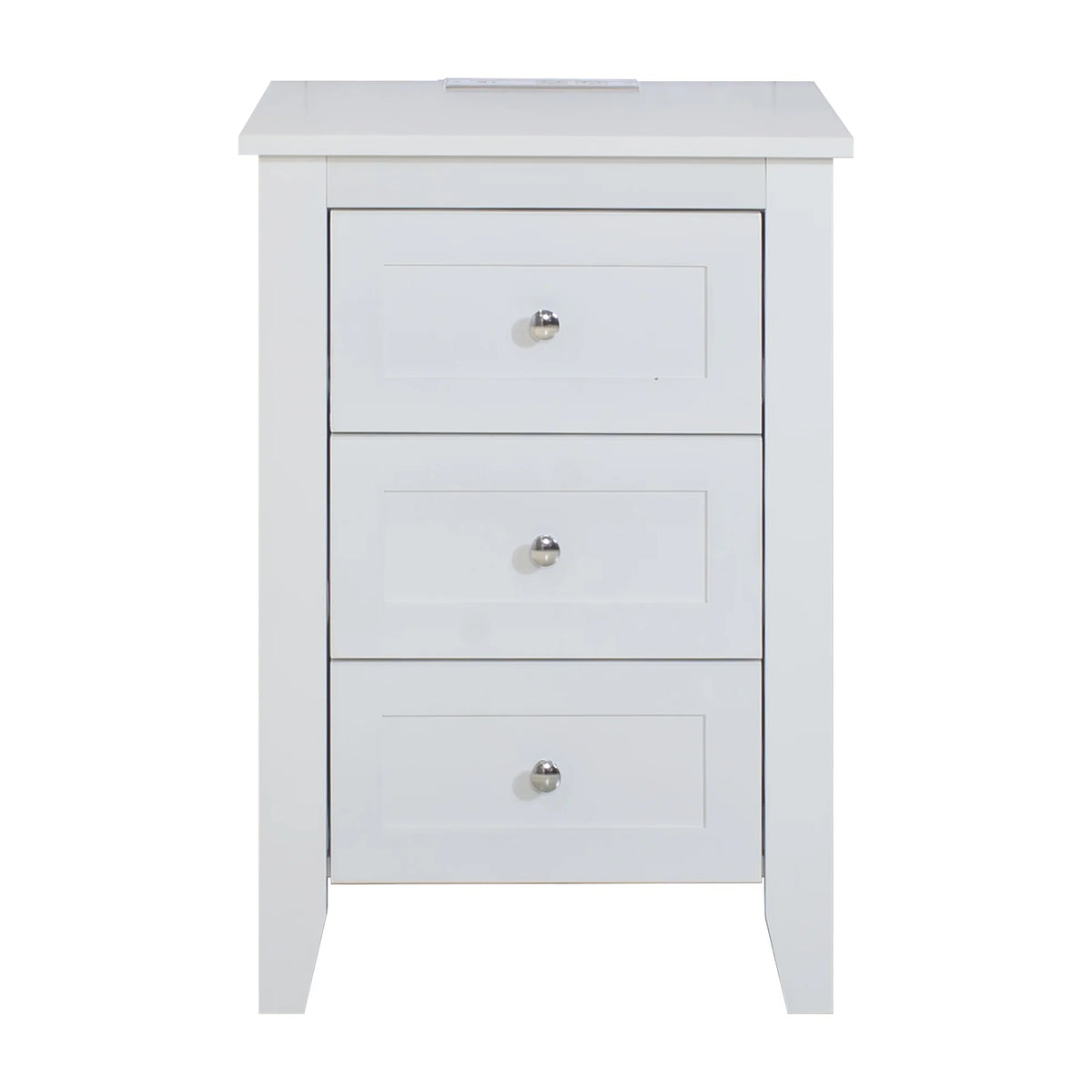 Glavbiku Modern White 3 Drawer Nightstand Set of 2 with USB Ports & Power Outlets for Bedrooms,Adult