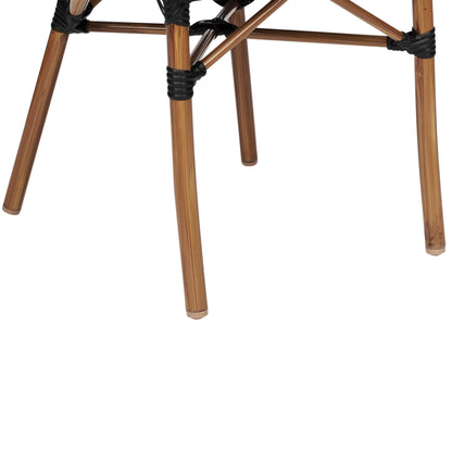 Flash Furniture Marseille Indoor/Outdoor French Bistro Stacking Chair with Arms Black/Natural