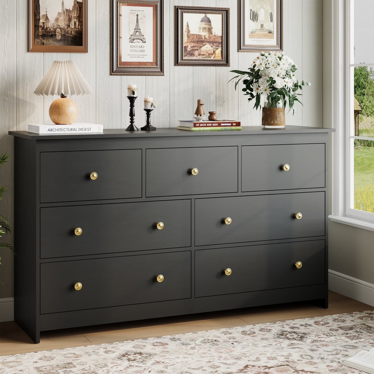 YouTrend 7 Drawer Dresser,White Dresser for Bedroom Drawer Organizer Storage Drawers,Wood Adult Storage Cabinet Living Room Hallway