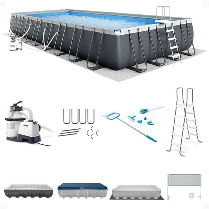 Open Box Intex 32 Ft x 16 Ft x 52 Inch Ultra XTR Rectangular Pool Set w/ Pump
