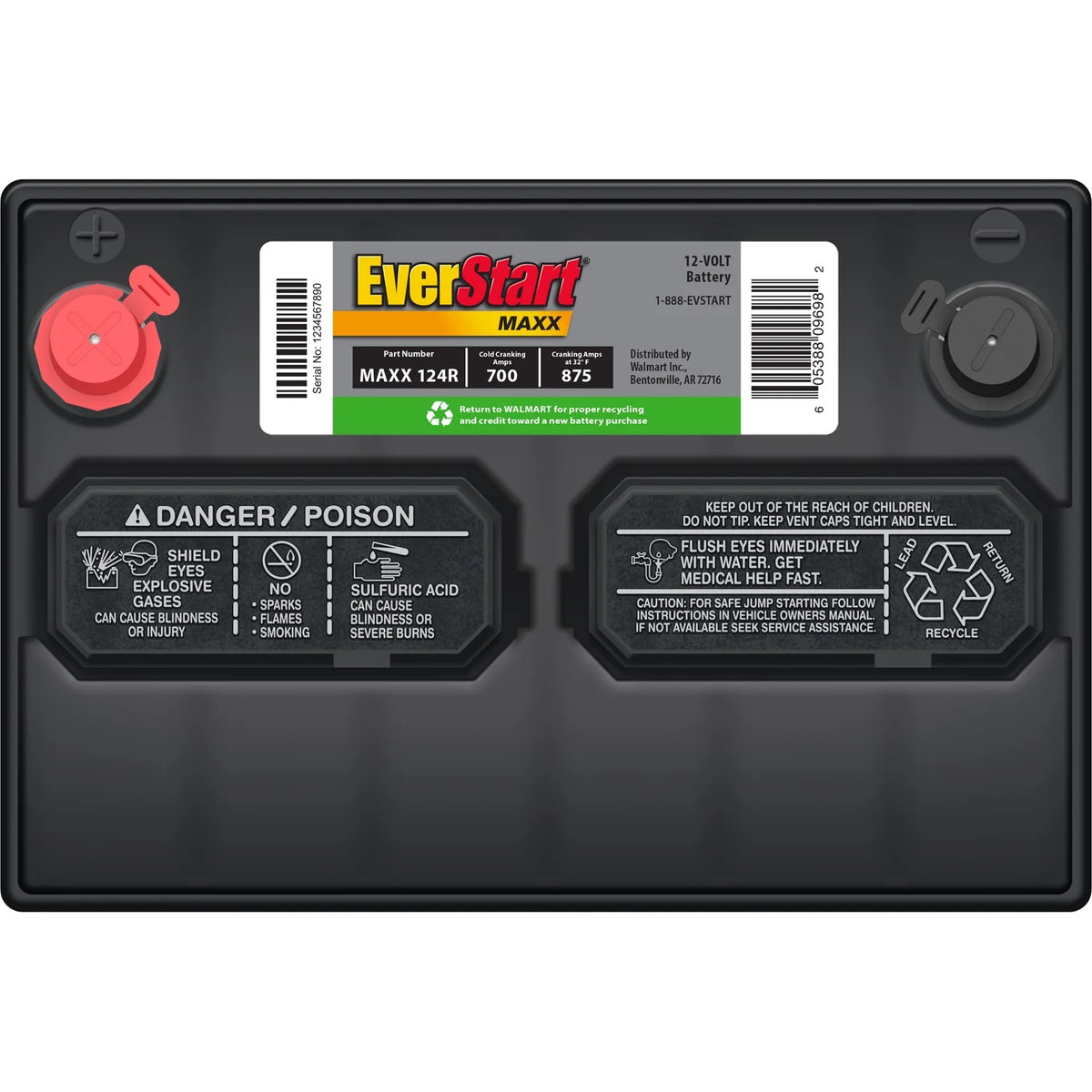 EverStart Maxx Lead Acid Automotive Battery, Group Size 124R 12 Volt, 700 CCA