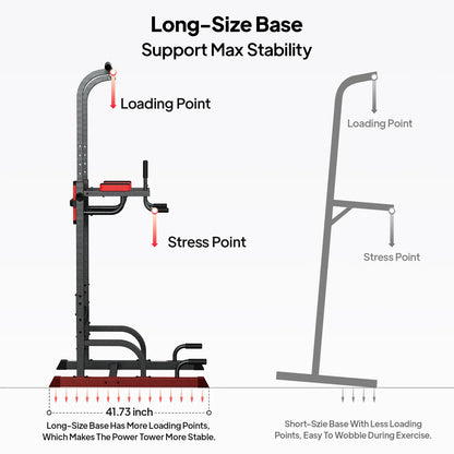 LNOW Multifunction Power Tower Pull up Bar Dip Station Power Rack with Adjustable Backrest for Home Gym Strength Training Workout Equipment Max Weight 480lbs