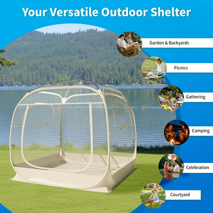 TABU Pop Up Bubble Tent, Sports Tent for 6-7 People, Portable Weatherproof Clear Tent, 10 x 10 ft