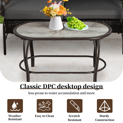 Patio Sofa Set, 4 Pieces Outdoor Sectional Furniture, All-Weather PE Rattan Wicker Patio Conversation Set, Cushioned Sofa Set with Coffee Table for Patio Garden Poolside Deck