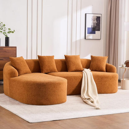 Loveseat Sectional Sofa for Living Room, 65’�?Modern Luxury Plush Chenille Extra Deep Seat Curved Cloud Floor Couch with 3 Throw Pillows for Small Spaces, No Assembly Needed, Sapphire Blue