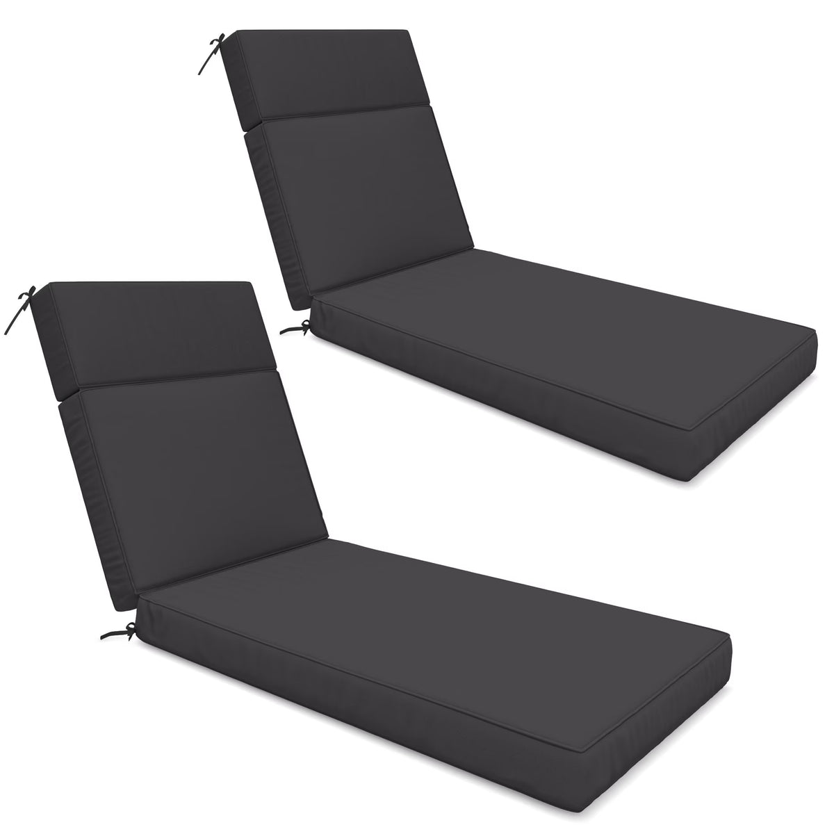 Kimunuk Outdoor Chaise Lounge Cushions set of 2, 80" x 26" x 4" Waterproof Pool Beach Recliner Replacement Cushions with Ties, Navy