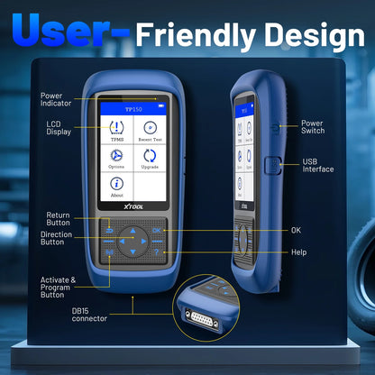 XTOOL TP150 TPMS Pr0gramming Tool, TPMS Relearn Tool, Activate/Relearn All Known TPMS Sensors (315/ 433MHz), Program XTOOL TS100 Sensors, TPMS Reset Diagnosis Tool