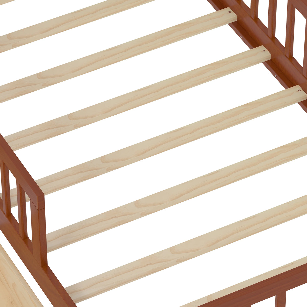 Euroco Wood Twin Size Platform Bed with Storage Headboard and Drawers, Low Profile Bed with Guardrails for Kids and Toddlers, White