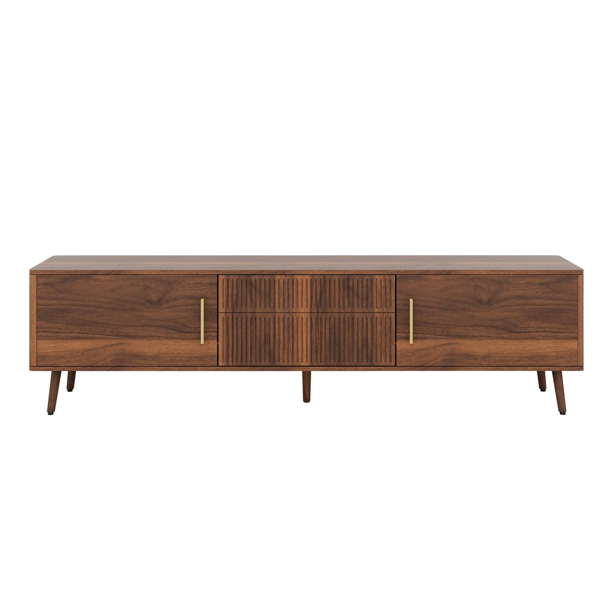 Runforrest Mid Century TV Stand with 2 Drawers, Media Console Table for TVs up to 80'' for Living room, Bedroom, Home Theatre, Walnut