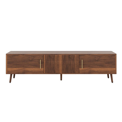 Runforrest Mid Century TV Stand with 2 Drawers, Media Console Table for TVs up to 80'' for Living room, Bedroom, Home Theatre, Walnut