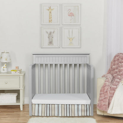 Dream On Me Harbor 4-in-1 Convertible Mini Crib in Pebble Grey. Greenguard Gold Certified