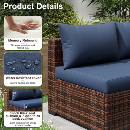 ELPOSUN Patio Furniture Set, Outdoor Patio Furniture Wicker Furniture Couch Set, 5 Pieces Outdoor Sectional Sofa, Patio Furniture Set, Outdoor Patio Set for Balcony Furniture (Grey)