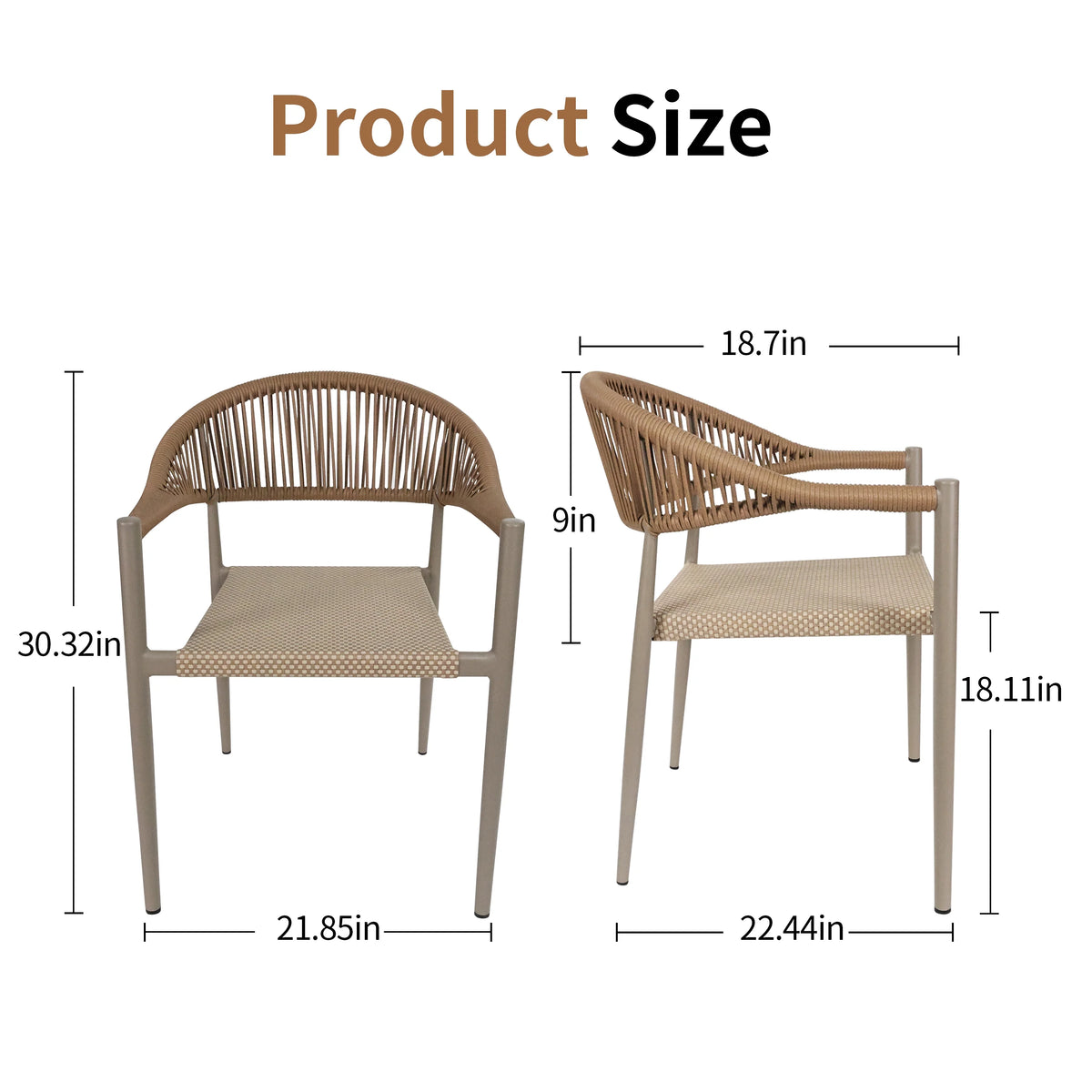Vmopu New Set of 4 Gray Outdoor  Stackable Dining Chair, PE Rattan for Bistro Restaurant Garden