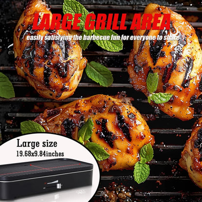 MY.1800W Electric Outdoor Grills with Lid Indoor Smokeless Grill for Balcony with Temperature Control Portable Removable Stand Grill for Cooking, BBQ Party, Family