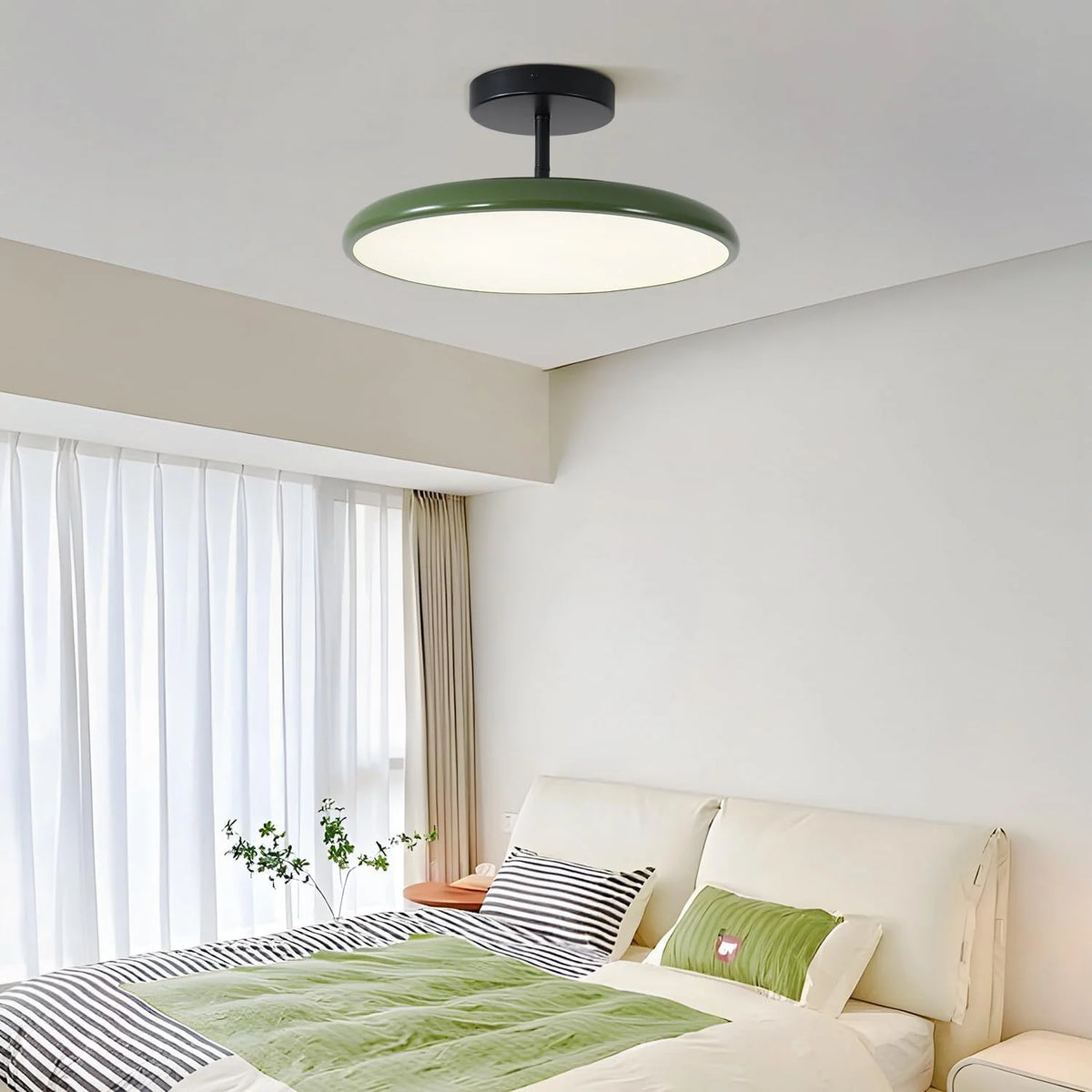 KCO Lighting Vintage Green Ceiling Light Contemporary Black Metal Flush Mount Mid Century Modern Entryway Semi Flush Mount LED Hallway Light Fixture