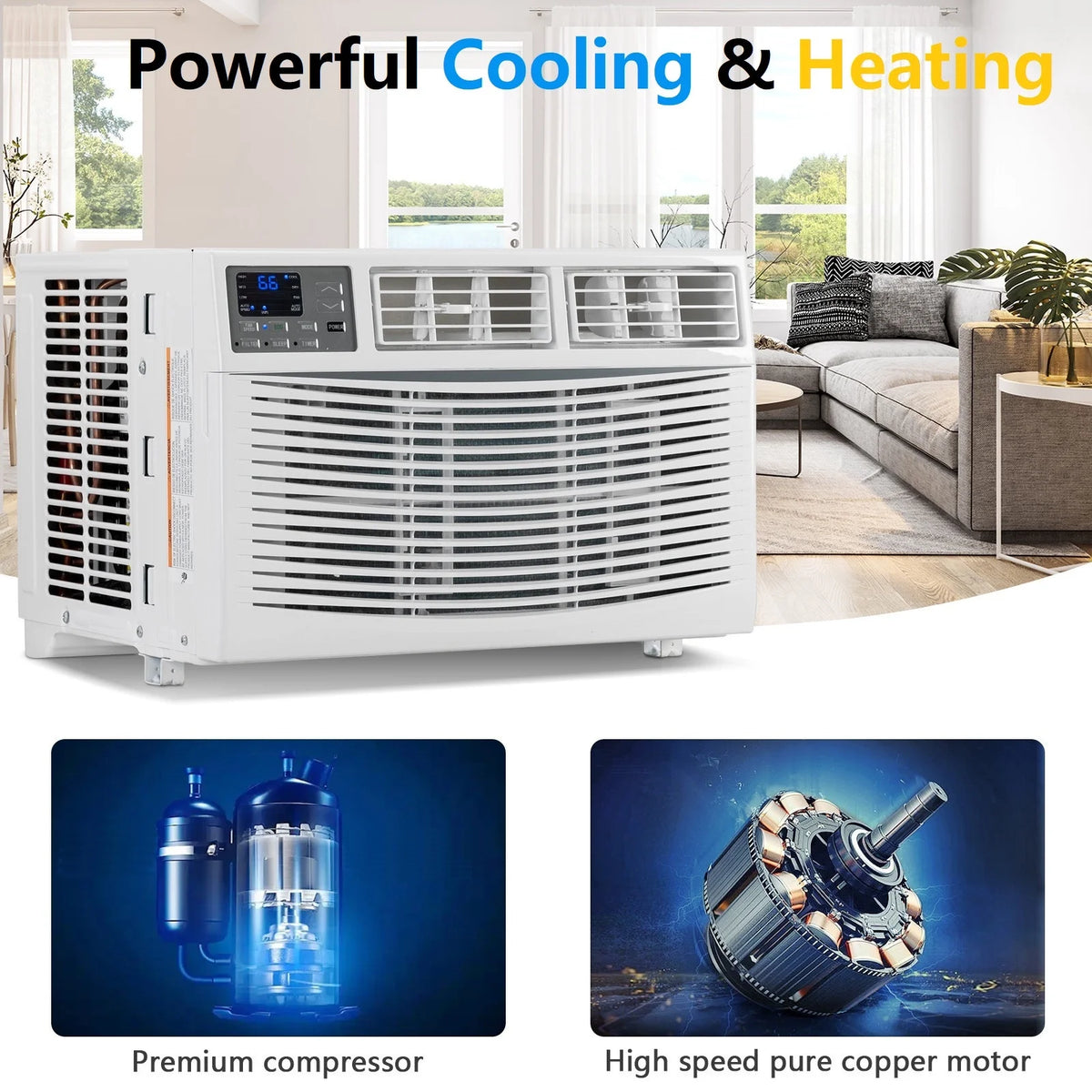 Matladin Window Air Conditioner with Heat, 8000 BTU Window AC Unit & Heater Combo with APP & Voice Smart Control, Timer Function & Easy Installation Kit, 115V/60Hz
