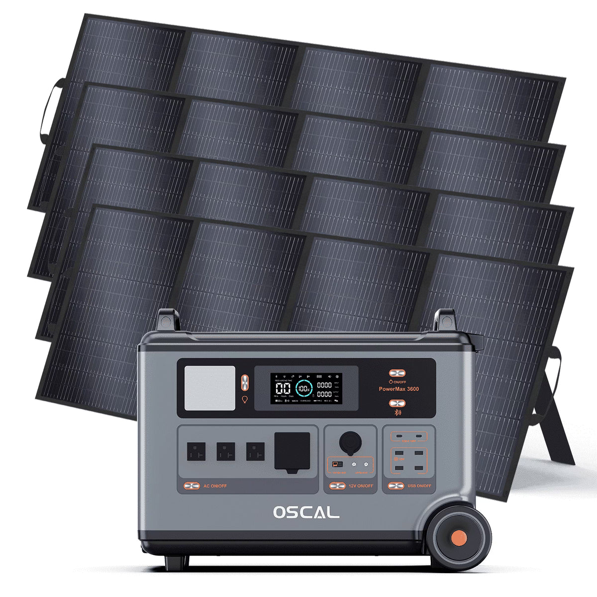 OSCAL PowerMax 6000 Portable Power Station, 3600Wh LiFePO4 Battery with 6000W Output, BP3600 Expansion Battery & 200W Solar Panels, Solar Generator for Camping, Home, Outdoor, Emergency Use