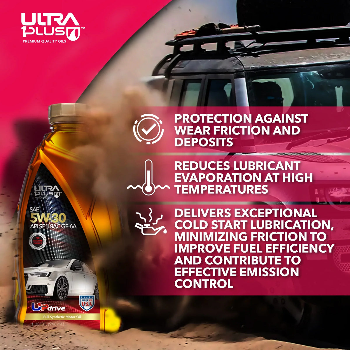Ultra1Plus 5W-30 Full Synthetic Motor Oil, API SP, 5 Gallon Pail