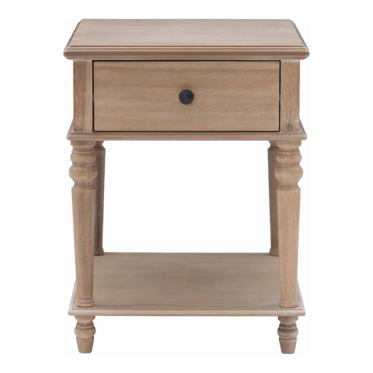 Powell McGhie Single Drawer Indoor End Table with Shelf, 26" Tall, Natural