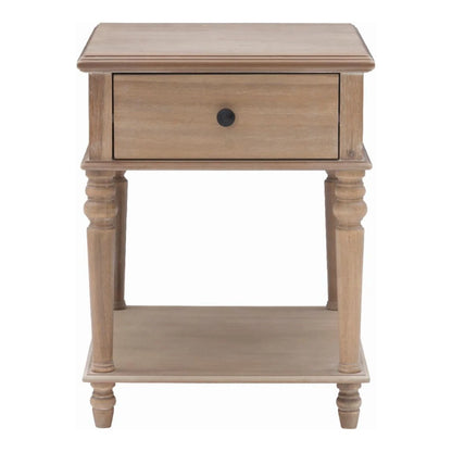 Powell McGhie Single Drawer Indoor End Table with Shelf, 26" Tall, Natural