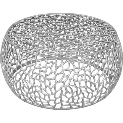 Maklaine Scrollwork Modern Solid Aluminum Coffee Table in Silver