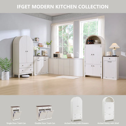 IFGET 71" Tall Arched Kitchen Pantry Storage Cabinet, Large Storage Cabinet with Adjustable Shelves, Pantry Cabinet for Kitchen, Dining Room