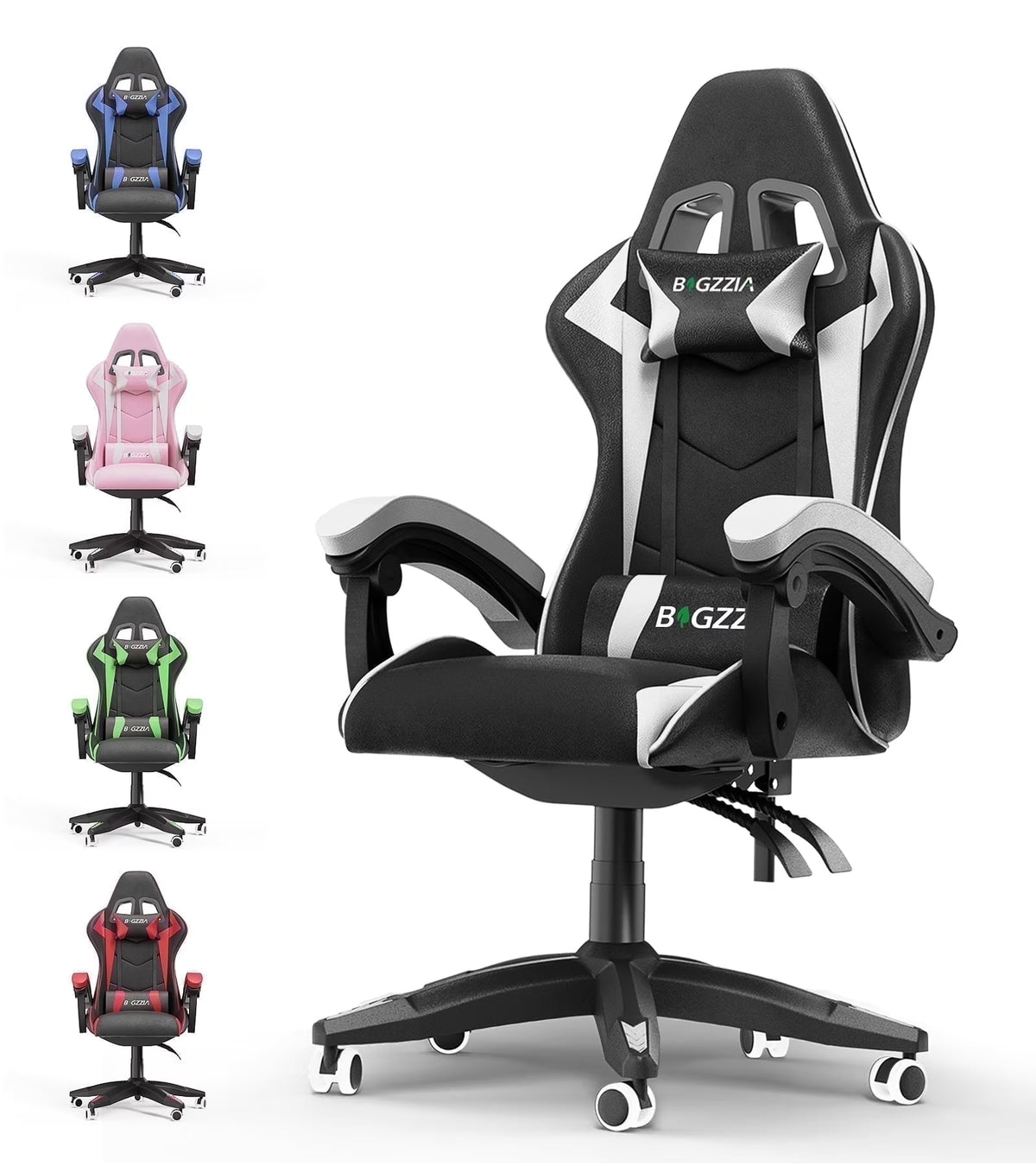 Bigzzia Gaming Chair with Footrest, Gaming Chair for Adult with Headrest and Lumbar Support,Red