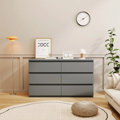Kadyn White Chest of Drawer, 6 Double Drawer Dresser for Bedroom, Modern Storage Cabinet for Living Room, Dresser