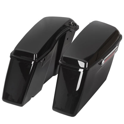 Kojem Hard Saddle Bags for 1993 - 2013 Harley Road King Glide Vivid Black Lockable Saddlebags