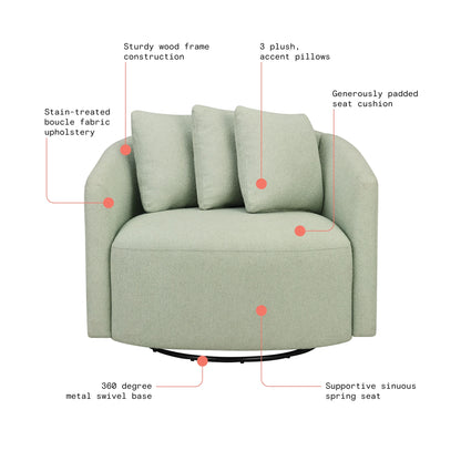 Beautiful Drew Accent Chair by Drew Barrymore, Cream Boucle