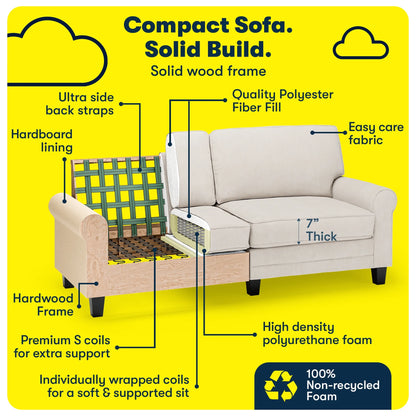 Serta Copenhagen 78" Rolled Arm Sofa with Removable Covers Dark Brown