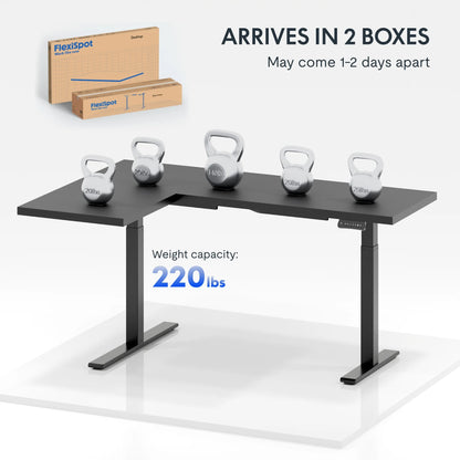 FLEXISPOT  71"x48" L Shaped Height Adjustable Standing Desk Dual Motor Corner Desk White Computer Desk with Splice Board