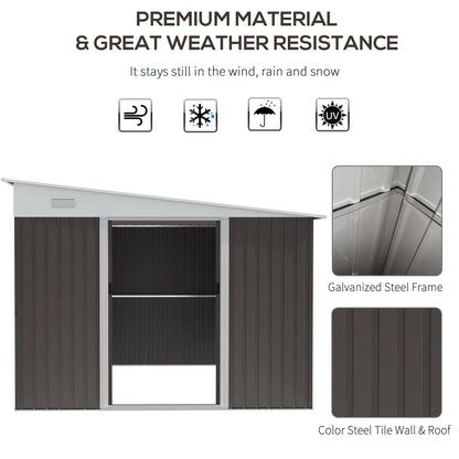 Outsunny 4.6' x 9' Metal Outdoor Storage Shed, Garden Utility Tool House with Double Lockable Doors for Backyard, Patio, Lawn, Garage, White
