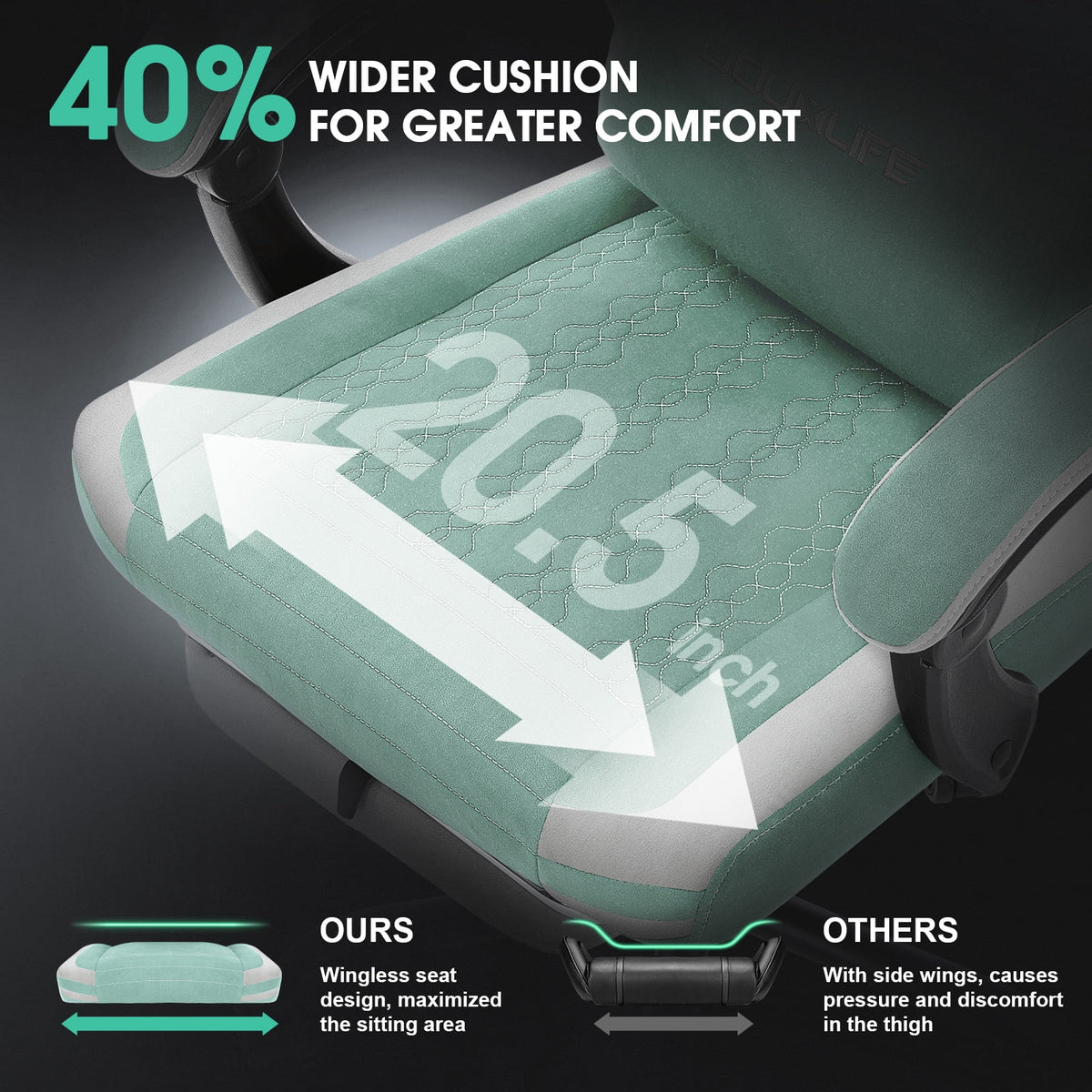 Douxlife Massage Gaming Chair, Spring Cushion, Breathable Fabric Gaming Chair with Footrest, Ergonomic Computer Chair for Adults & Kids