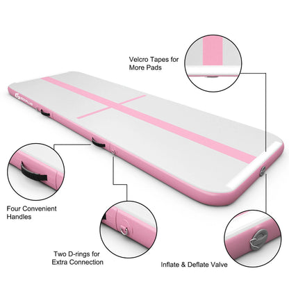 Goplus 10FT Air Track Inflatable Gymnastics Tumbling Mat w/ Pump Pink
