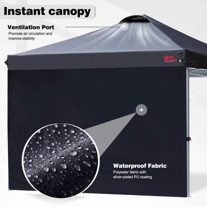 MASTERCANOPY 10' x 10' Easy Pop-up Canopy Tent Outdoor Shade Shelter with 1 Sidewall, White