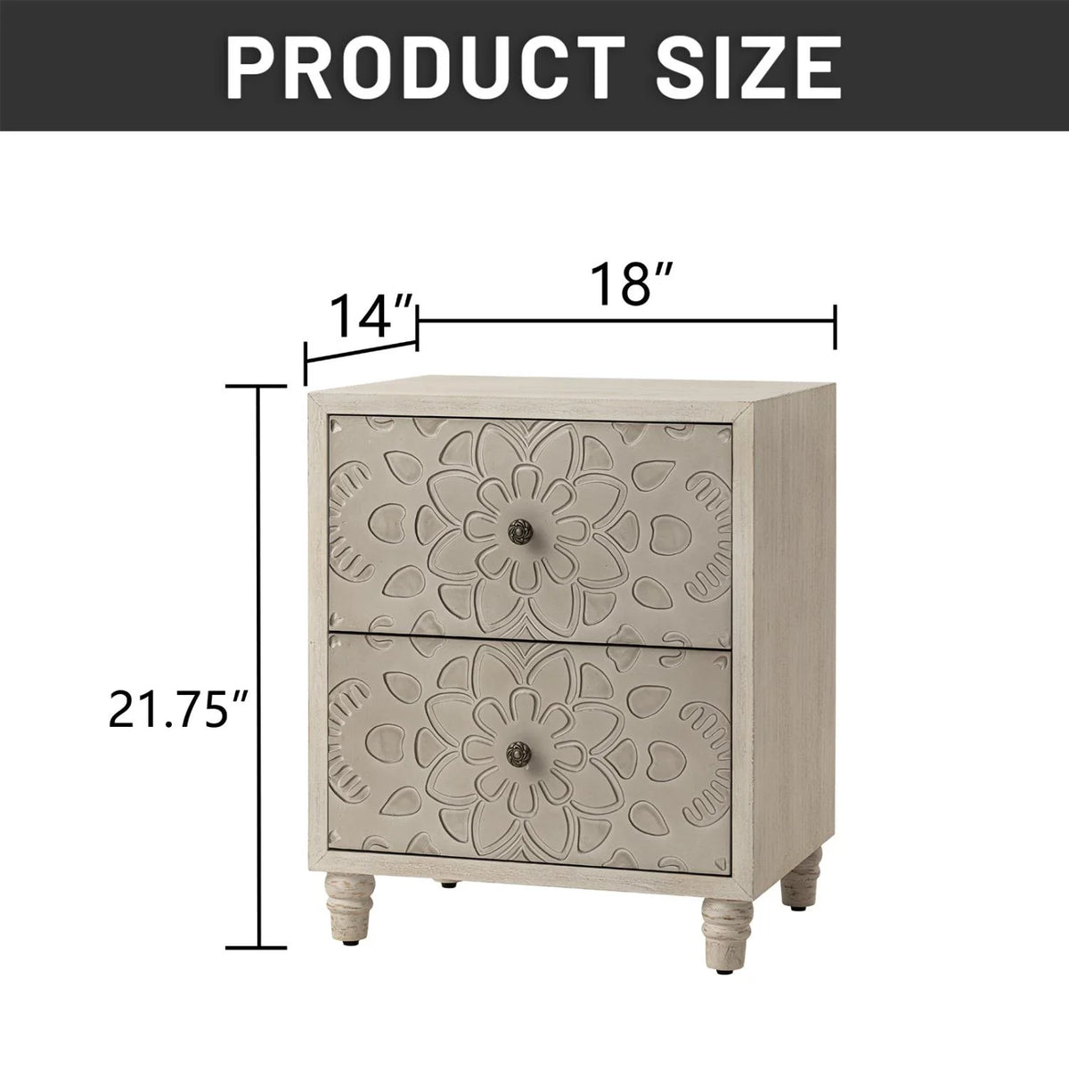 FOROUTIA Wooden Nightstand with 2 Drawers,Vintage MDF Bedside Tables with Storage