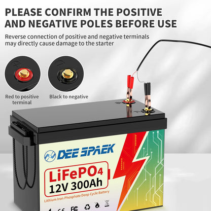 12V 300Ah LiFePO4 Battery,Lithium Batteries for RV,Solar,Backup Power,Trolling Motor,Marine,Camper,Built in 200A BMS,15000+ Deep Cycles