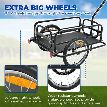 Kojem Foldable Two-Wheels Cargo Trailer Bicycle, Black
