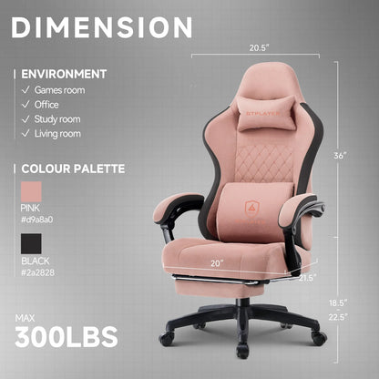 GTPLAYER Ergonomic High Back Pocket Spring Cushion Gaming Chair with Footrest & Linkage Armrests, Black