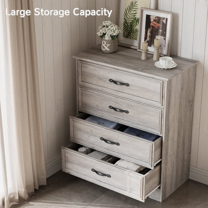 Duerer Modern Drawer Dresser for Bedroom, Living Room, Hallway, Dresser Chest with 4 Drawers, Black