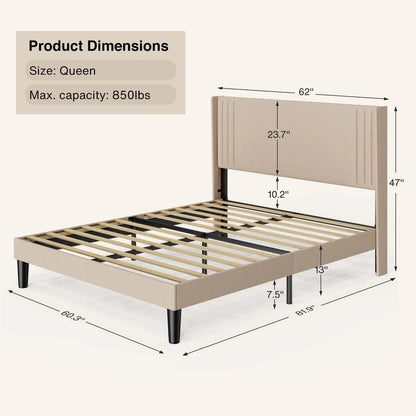 Bedroom Furniture Set - Includes Queen Bed Frame, Nightstands Set of 2, 5-Drawer Dresser & Double Wide 6-Drawer Dresser - Modern Storage Solution for Stylish Home Decor, Black