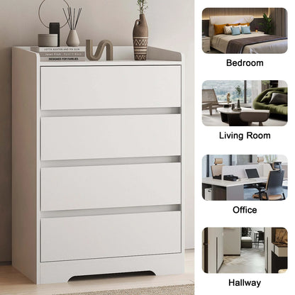 Aukfa Wood 4 Drawer Dresser,Chest of Drawer with Anti-fall Device, Black