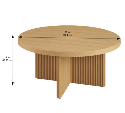 Better Homes & Gardens Lillian Fluted Coffee Table, Natural Pine Finish