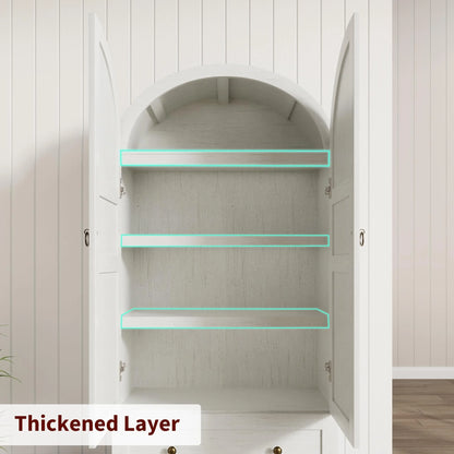 72" Tall Arched Kitchen Pantry Cabinet,Farmhouse Wood Pantry Storage Cabinet with 2 Large Drawers,Glass Door,Freestanding Versatile Pantry Cabinets Kitchens Storage Cabinets for Dining,Living Room