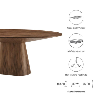 47 Inch Dining Table, Walnut, Wood, Round, Kitchen Cafe Bistro Hospitality Restaurant, Modern Contemporary HB34409