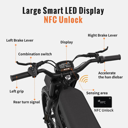 Ridingtimes GT73 Electric Dirt Bike for Adults 2400W 48V 37MPH 36.4AH Dual Battery 85 Miles Range 25" Tires UL2849 Certified