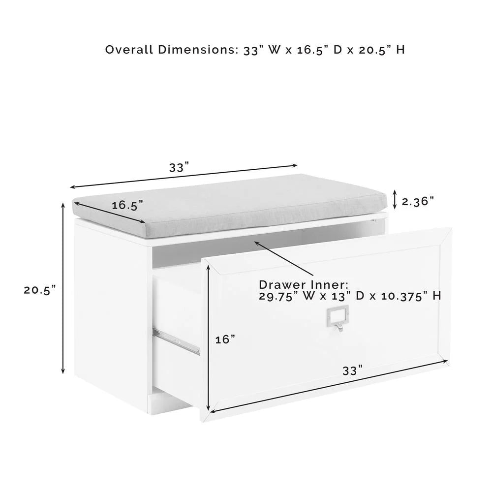 Crosley Furniture Harper 4Pc Entryway Set White - Bench, Shelf, & 2 Hall Trees