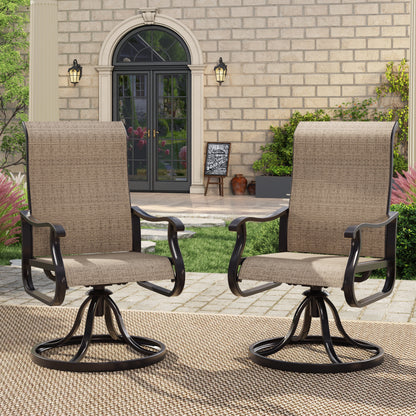 UDPATIO High Back Outdoor Dining Chairs Set of 2, All Weather Swivel Patio Chairs, Breathable Garden Outdoor Furniture for Backyard Deck