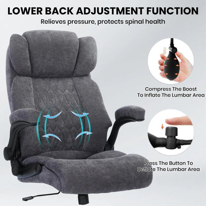 HomeZeer Executive Office Chair, Big and Tall Home Office Chairs 400lbs, High Back Executive Office Chair with Adjustable Flip up Arm, Wide Seat Leather Desk Computer Chairs, Black
